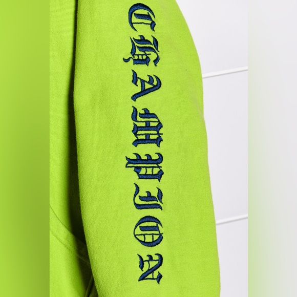 Champion Hoodie Womens 2XL Lime Green Reverse Weave Embroidered Logo Spelled Out - Picture 3 of 6